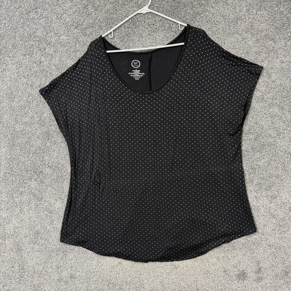 Maurices 24/7 Tunic Top 3 Plus Black White Polka Dot Dolman Sleeve Boho Normcore